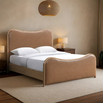 Arvada Cognac Vegan Leather Upholstered Full Bed (3 Boxes)