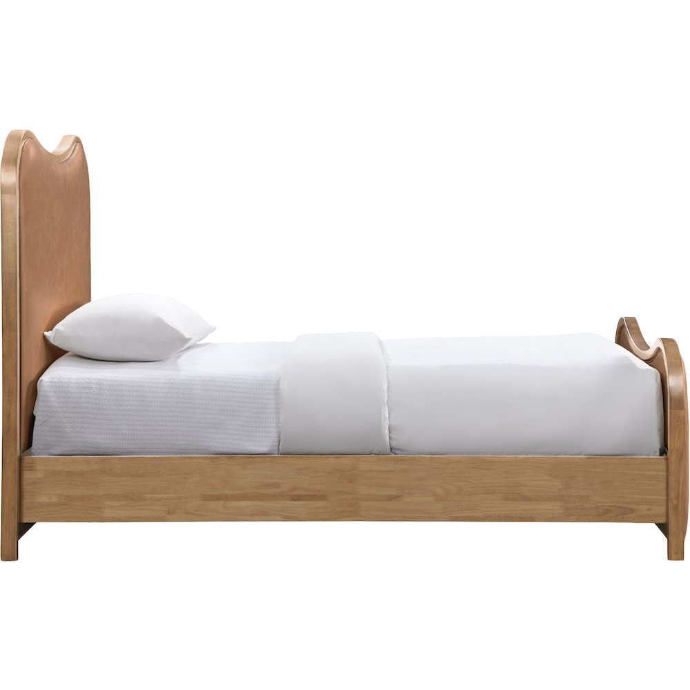Arvada Cognac Vegan Leather Upholstered Twin Bed (3 Boxes)