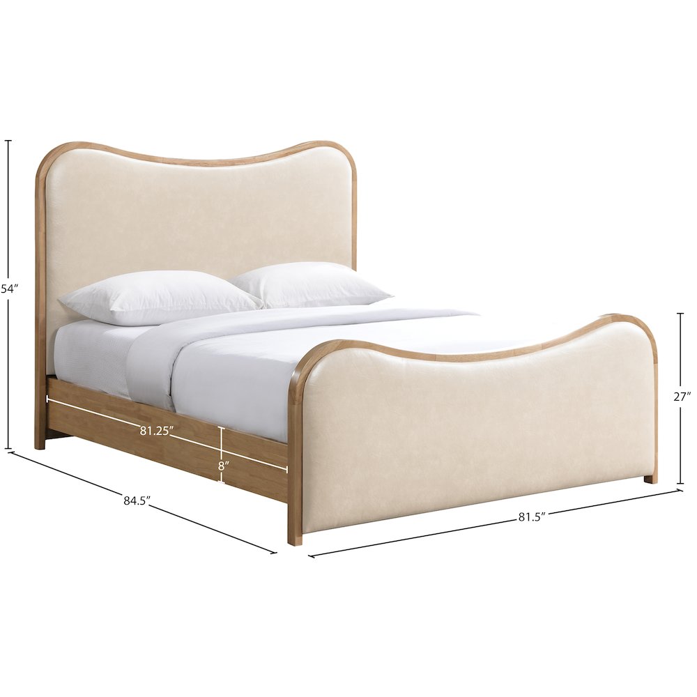 Arvada Cream Vegan Leather Upholstered King Bed (3 Boxes)