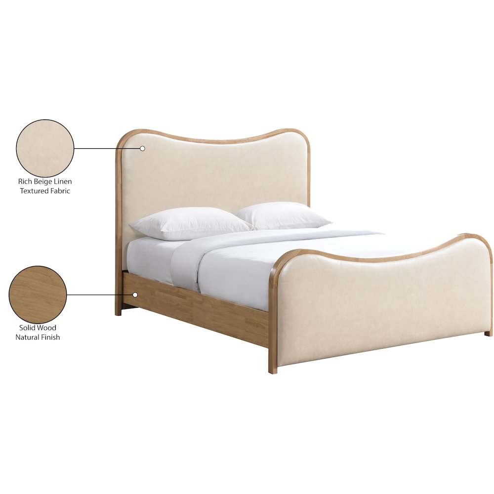 Arvada Cream Vegan Leather Upholstered King Bed (3 Boxes)