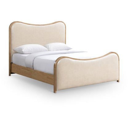 Arvada Cream Vegan Leather Upholstered King Bed (3 Boxes)
