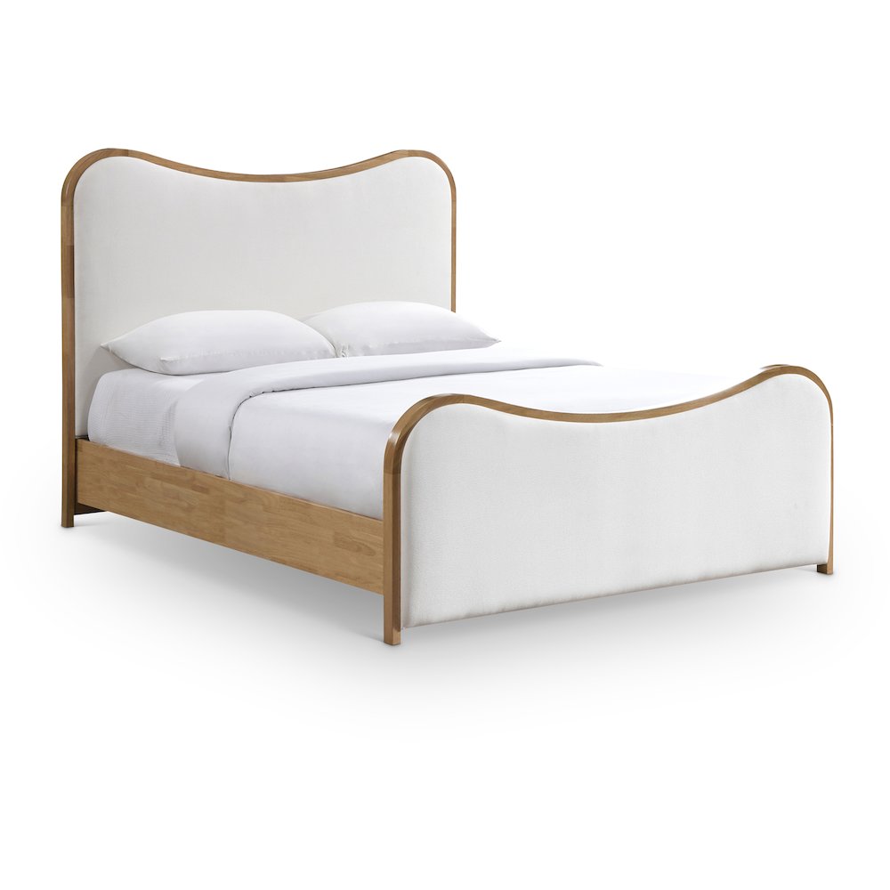 Arvada Cream Linen Textured Fabric Upholstered Full Bed (3 Boxes)