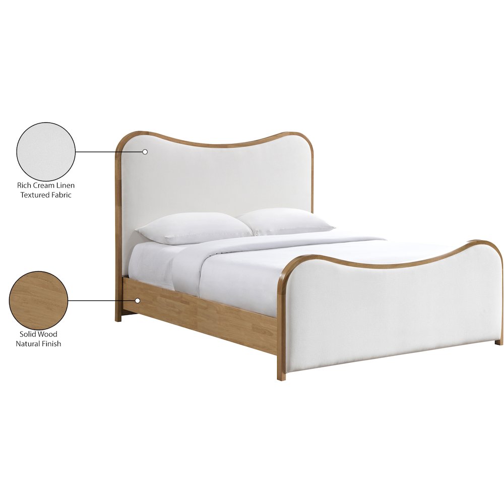 Arvada Cream Linen Textured Fabric Upholstered King Bed (3 Boxes)