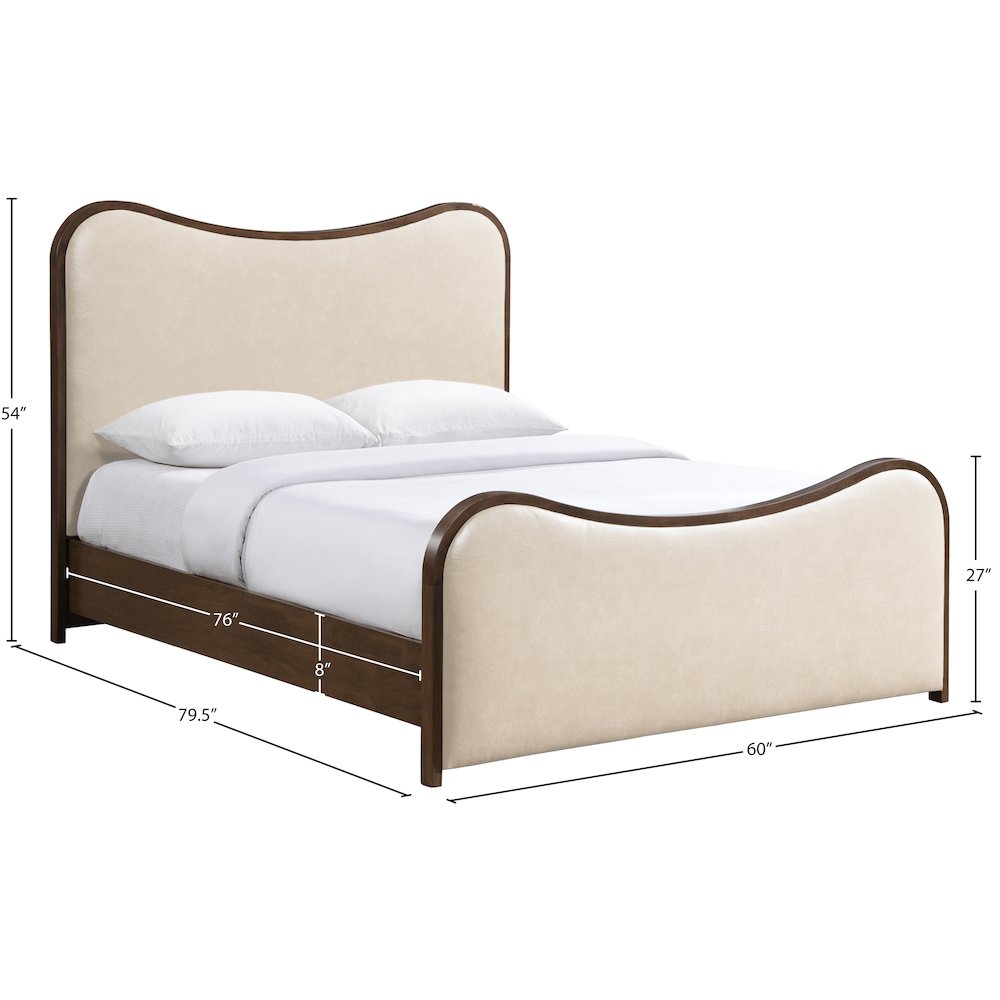 Arvada Cream Vegan Leather Upholstered Full Bed (3 Boxes)