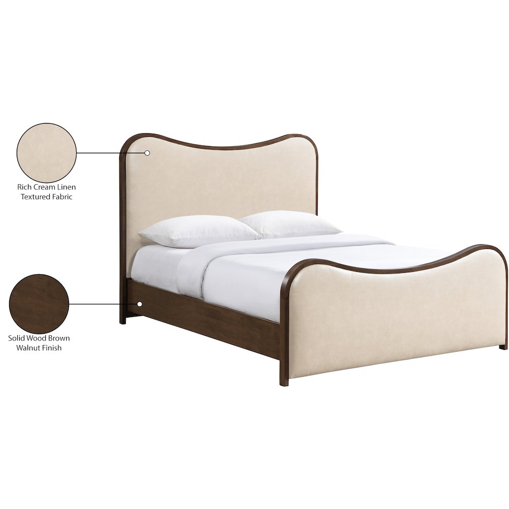 Arvada Cream Vegan Leather Upholstered Full Bed (3 Boxes)