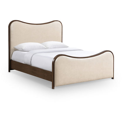 Arvada Cream Vegan Leather Upholstered King Bed (3 Boxes)