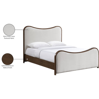 Arvada Beige Linen Textured Fabric Upholstered King Bed (3 Boxes)
