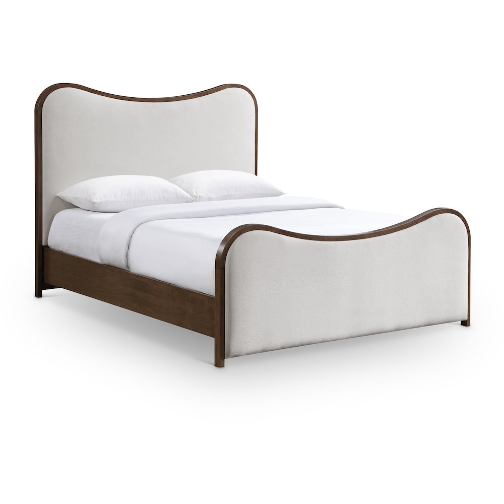 Arvada Beige Linen Textured Fabric Upholstered King Bed (3 Boxes)