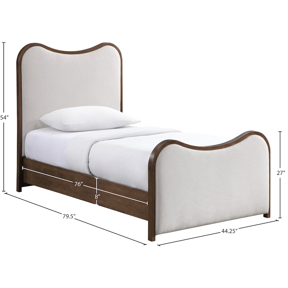 Arvada Beige Linen Textured Fabric Upholstered Twin Bed (3 Boxes)