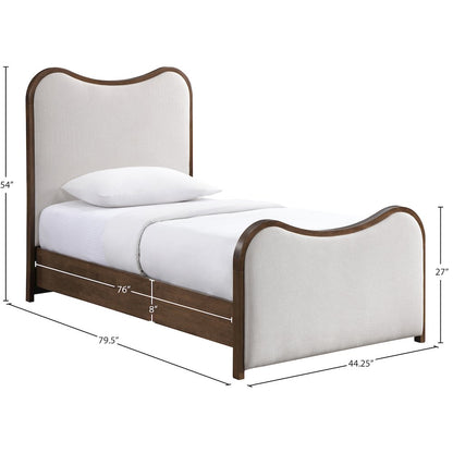 Arvada Beige Linen Textured Fabric Upholstered Twin Bed (3 Boxes)