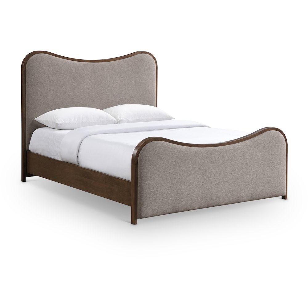 Arvada Brown Linen Textured Fabric Upholstered King Bed (3 Boxes)