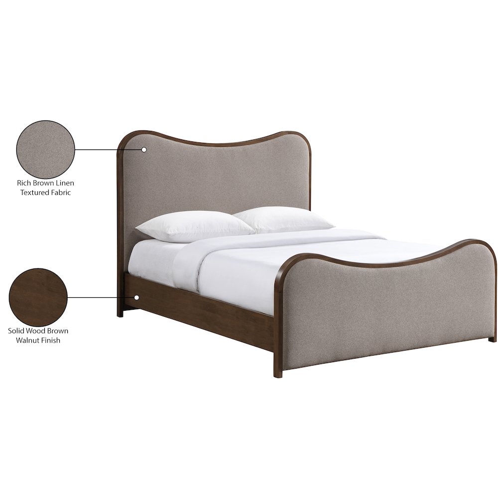 Arvada Brown Linen Textured Fabric Upholstered Queen Bed (3 Boxes)