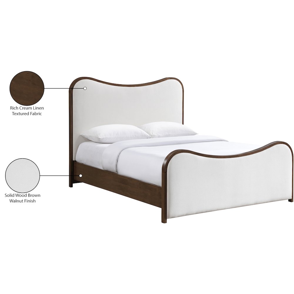 Arvada Cream Linen Textured Fabric Upholstered Full Bed (3 Boxes)