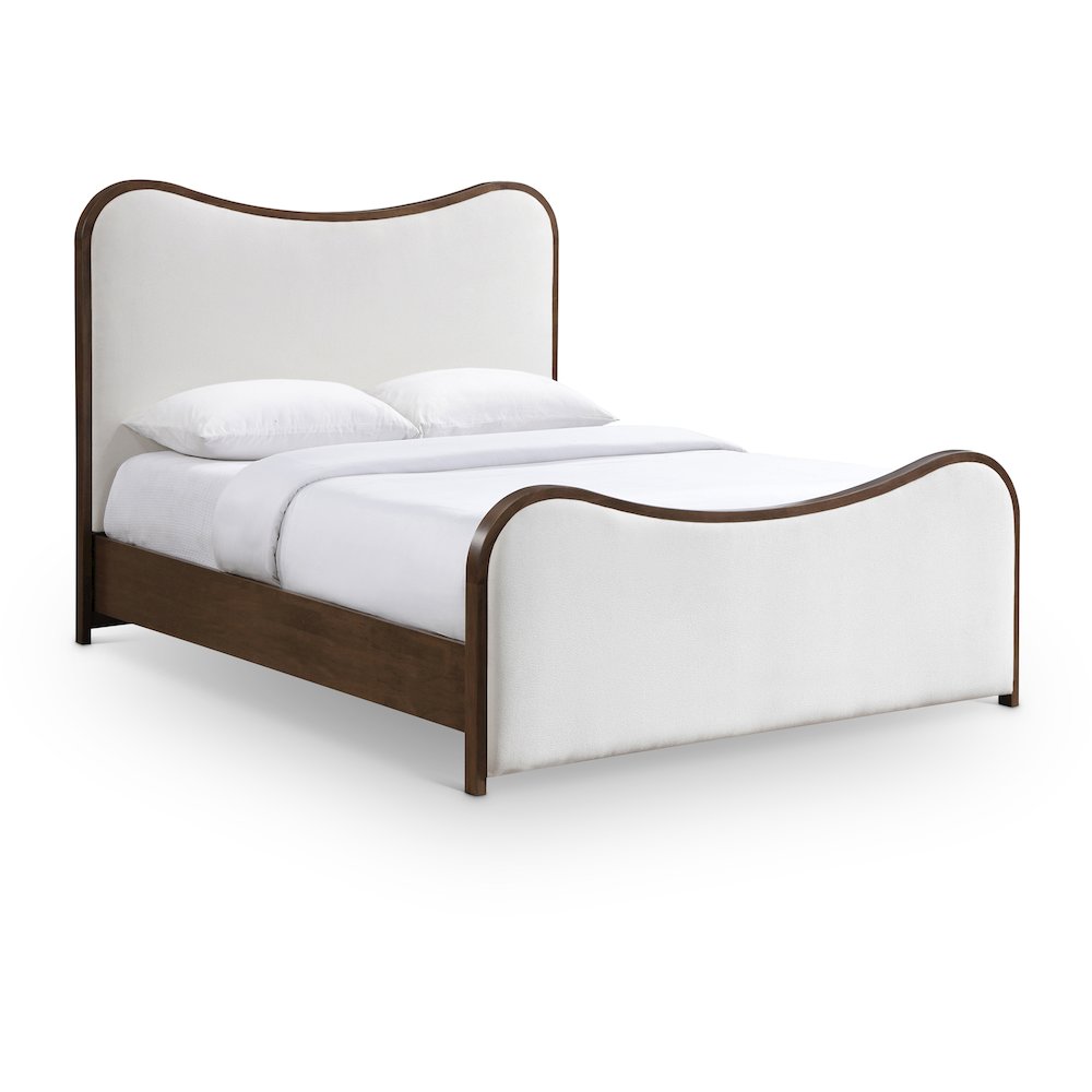 Arvada Cream Linen Textured Fabric Upholstered Full Bed (3 Boxes)