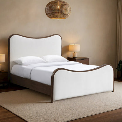 Arvada Cream Linen Textured Fabric Upholstered Full Bed (3 Boxes)