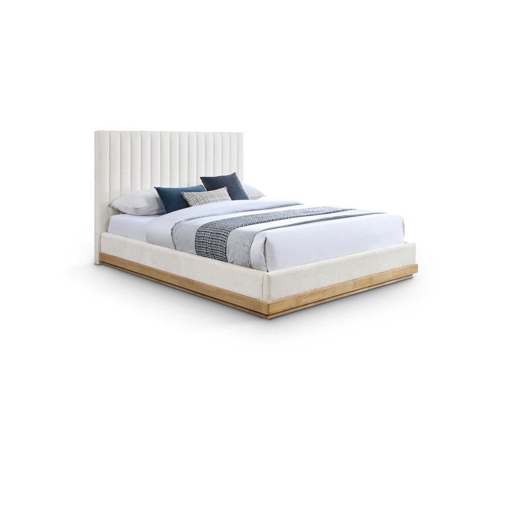 Emmet Cream Chenille Fabric Full Bed
