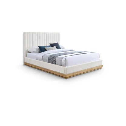 Emmet Cream Chenille Fabric Full Bed