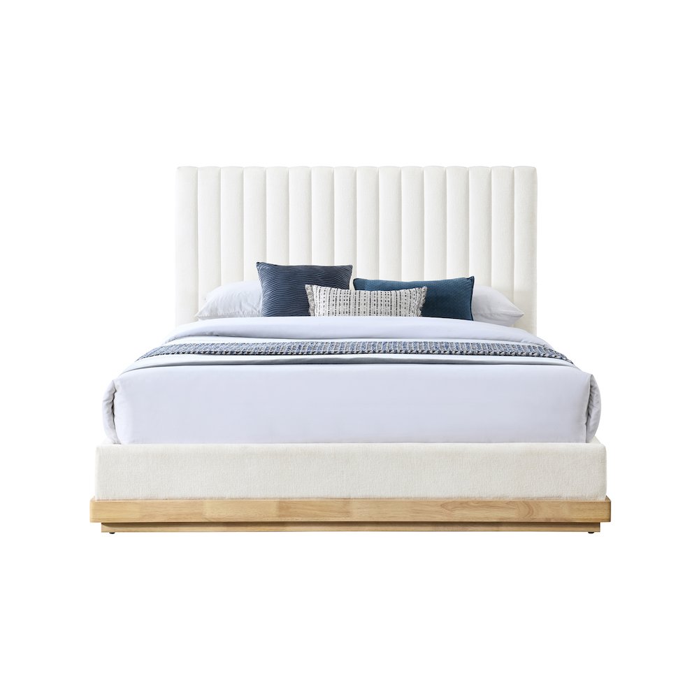 Emmet Cream Chenille Fabric Full Bed