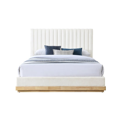 Emmet Cream Chenille Fabric Full Bed