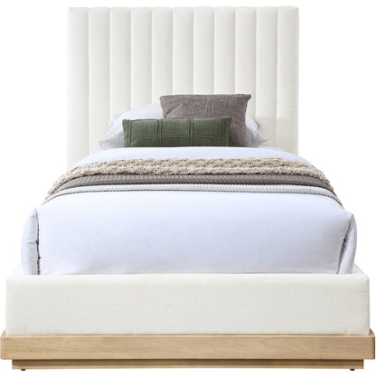 Emmet Cream Chenille Fabric Twin Bed