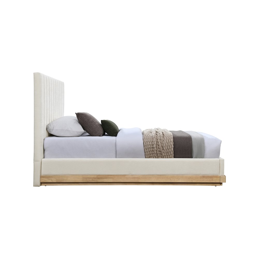 Emmet Cream Chenille Fabric Twin Bed