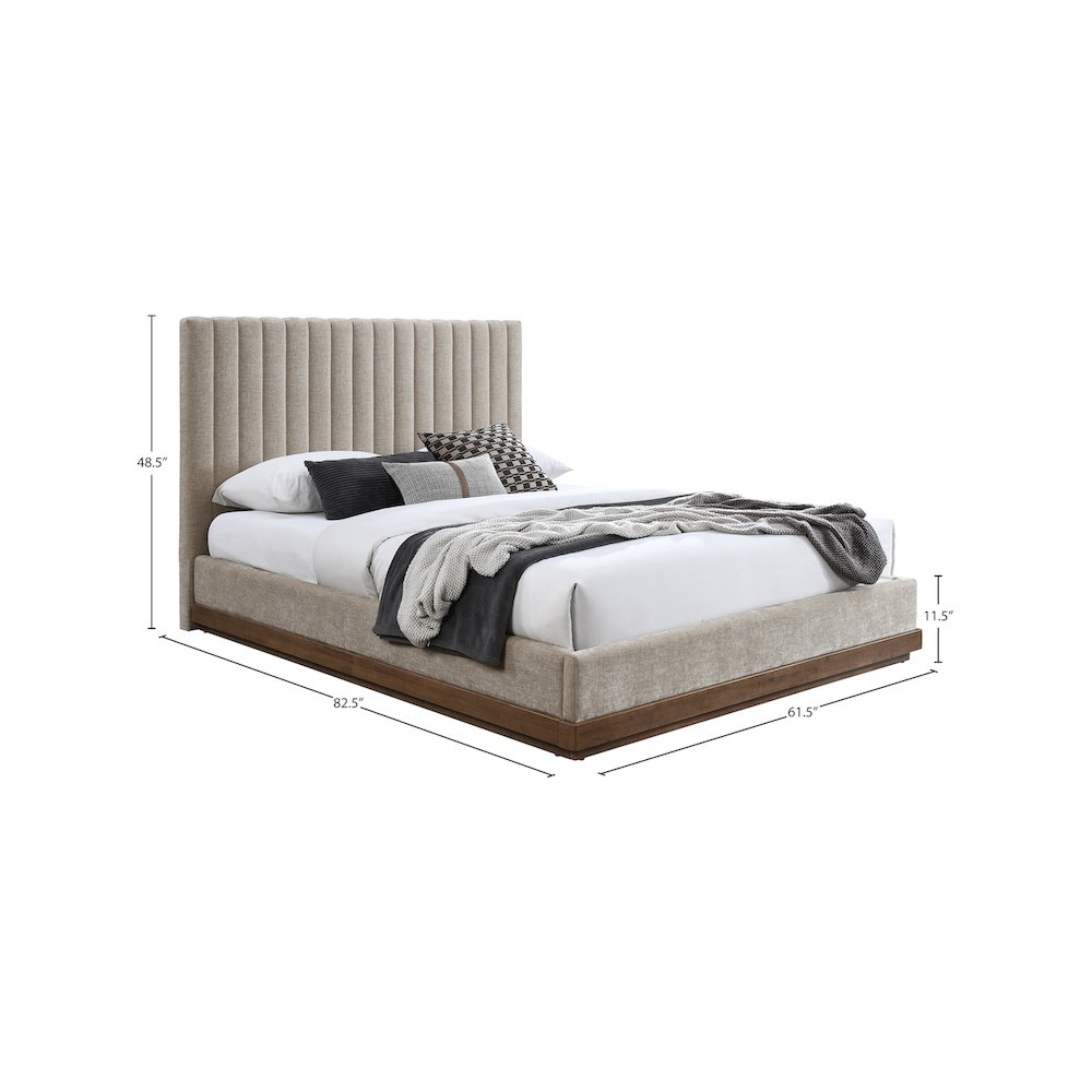 Emmet Beige Chenille Fabric Full Bed