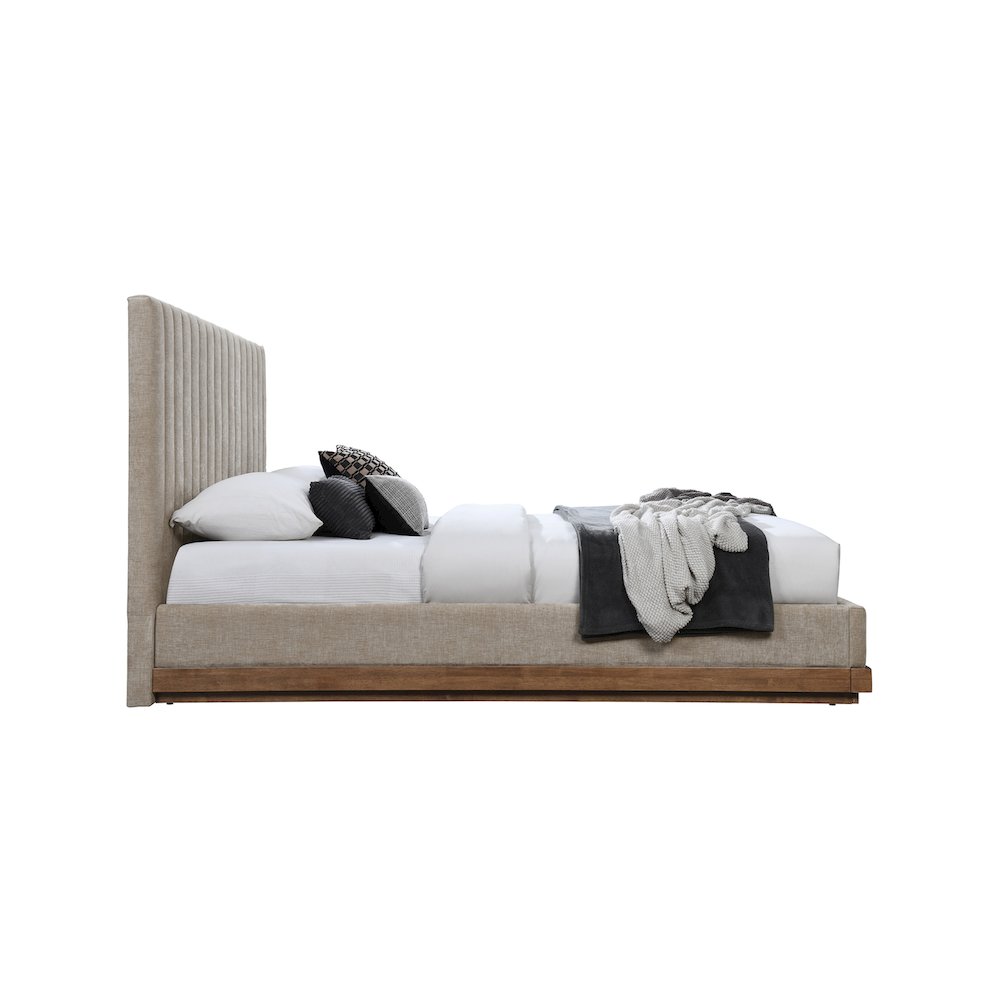 Emmet Beige Chenille Fabric Full Bed