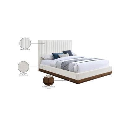 Emmet Cream Chenille Fabric Full Bed