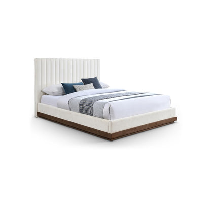 Emmet Cream Chenille Fabric Full Bed