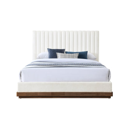 Emmet Cream Chenille Fabric Full Bed