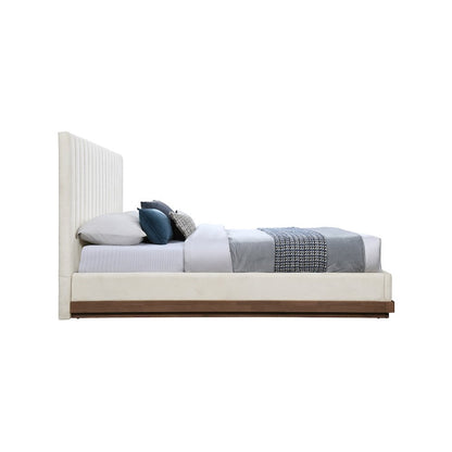 Emmet Cream Chenille Fabric Full Bed