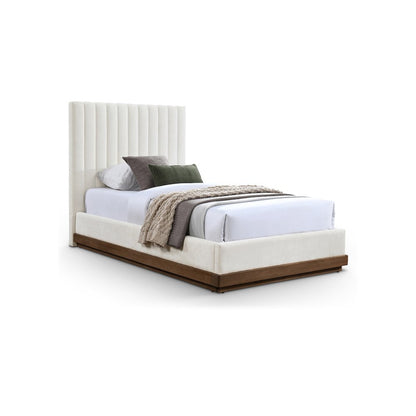 Emmet Cream Chenille Fabric Twin Bed
