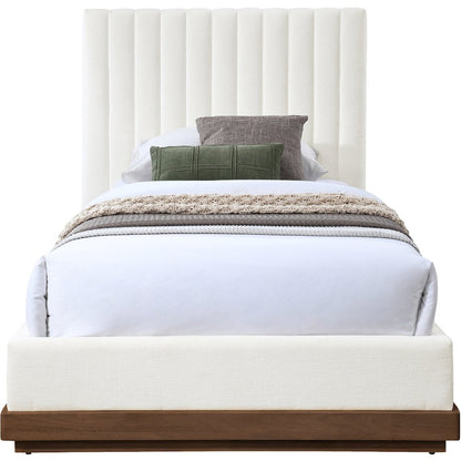 Emmet Cream Chenille Fabric Twin Bed