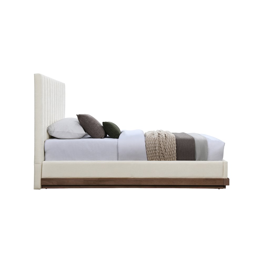Emmet Cream Chenille Fabric Twin Bed