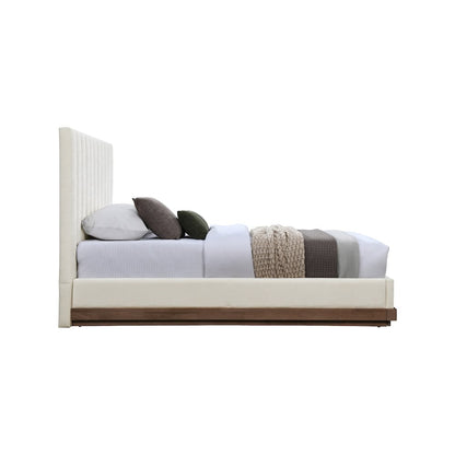 Emmet Cream Chenille Fabric Twin Bed