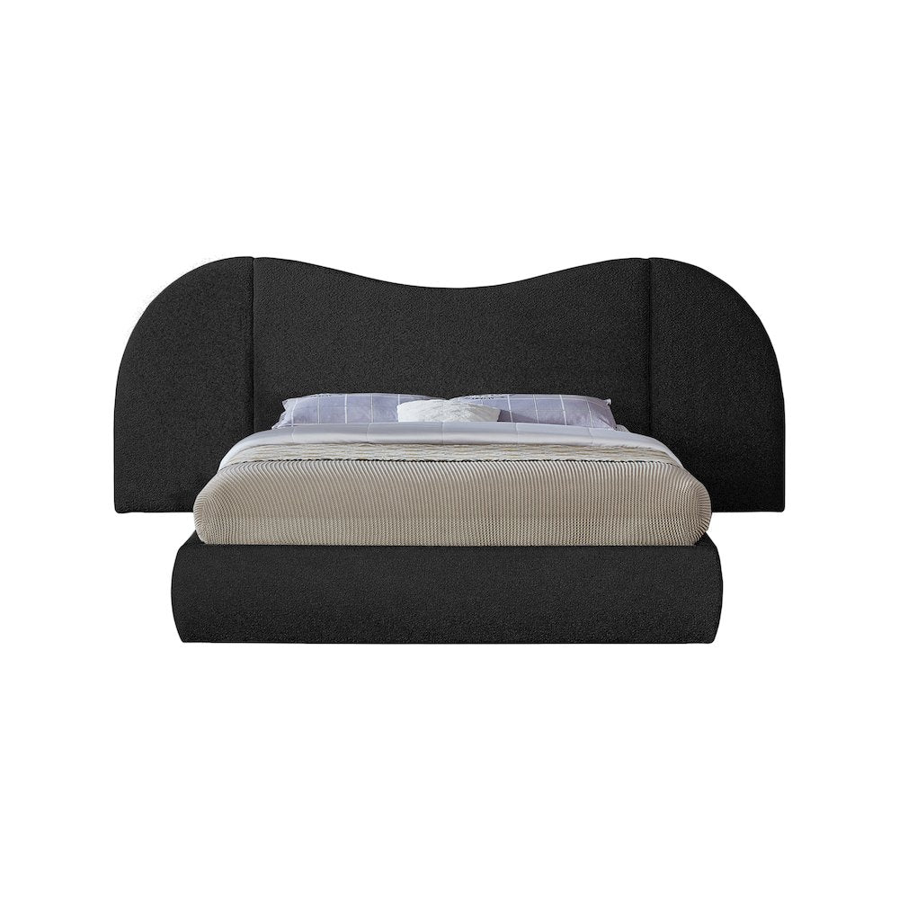Everest Black Boucle Fabric King Bed
