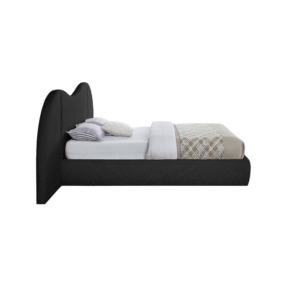 Everest Black Boucle Fabric Queen Bed