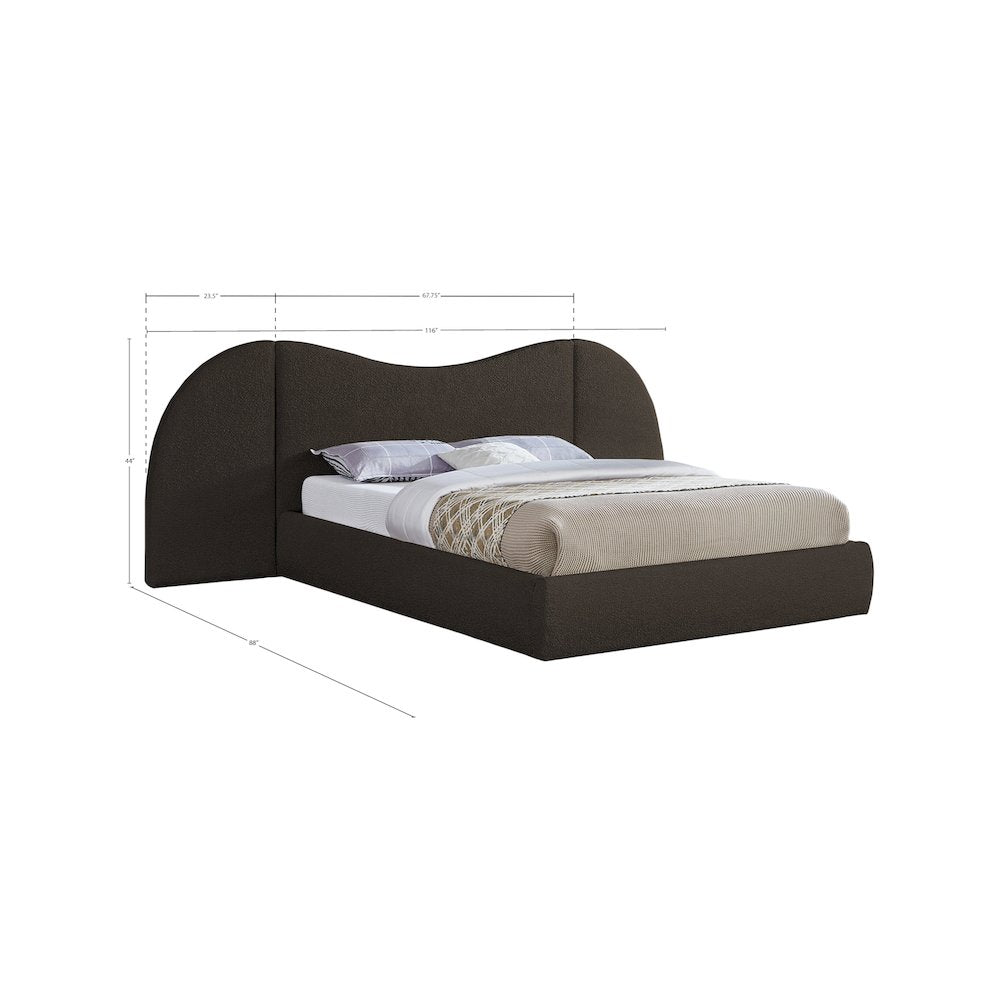 Everest Brown Boucle Fabric Queen Bed