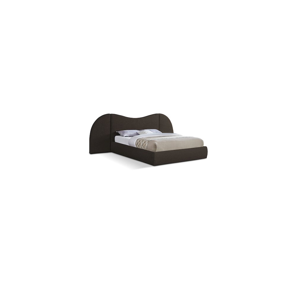 Everest Brown Boucle Fabric Queen Bed