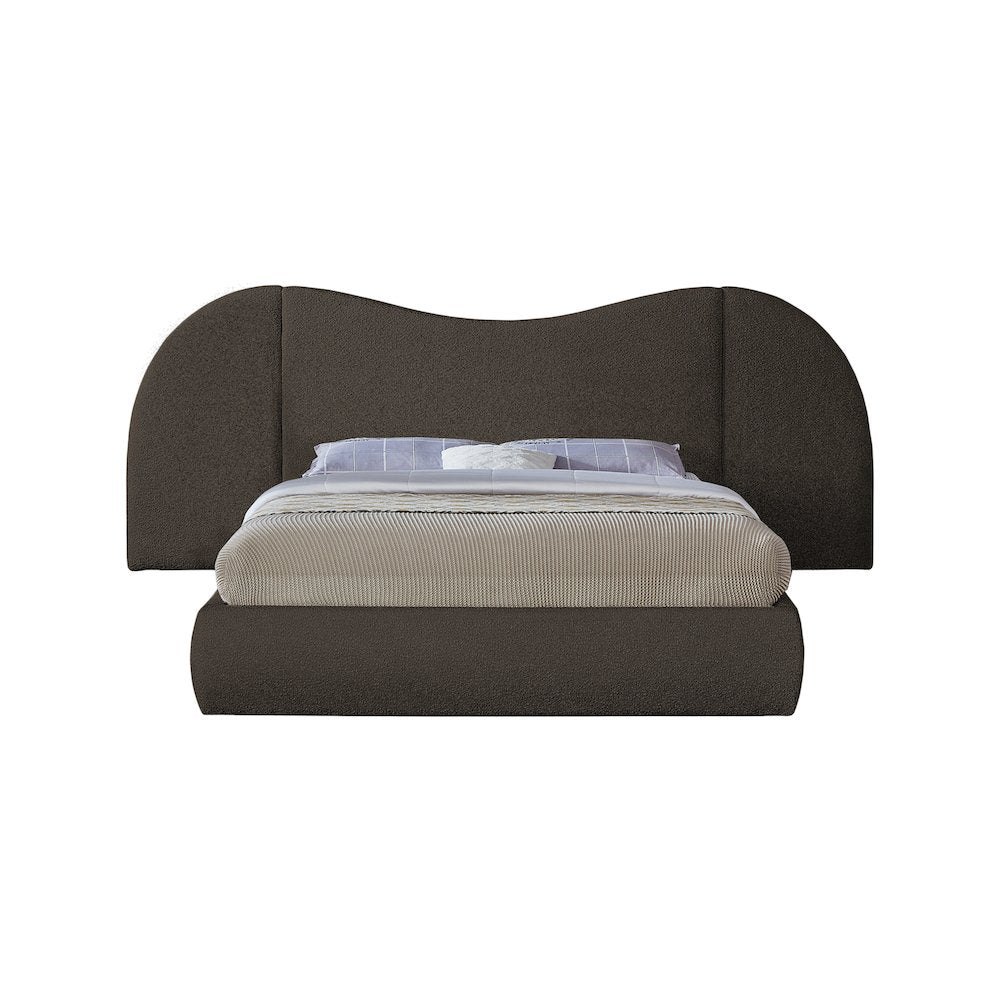 Everest Brown Boucle Fabric Queen Bed