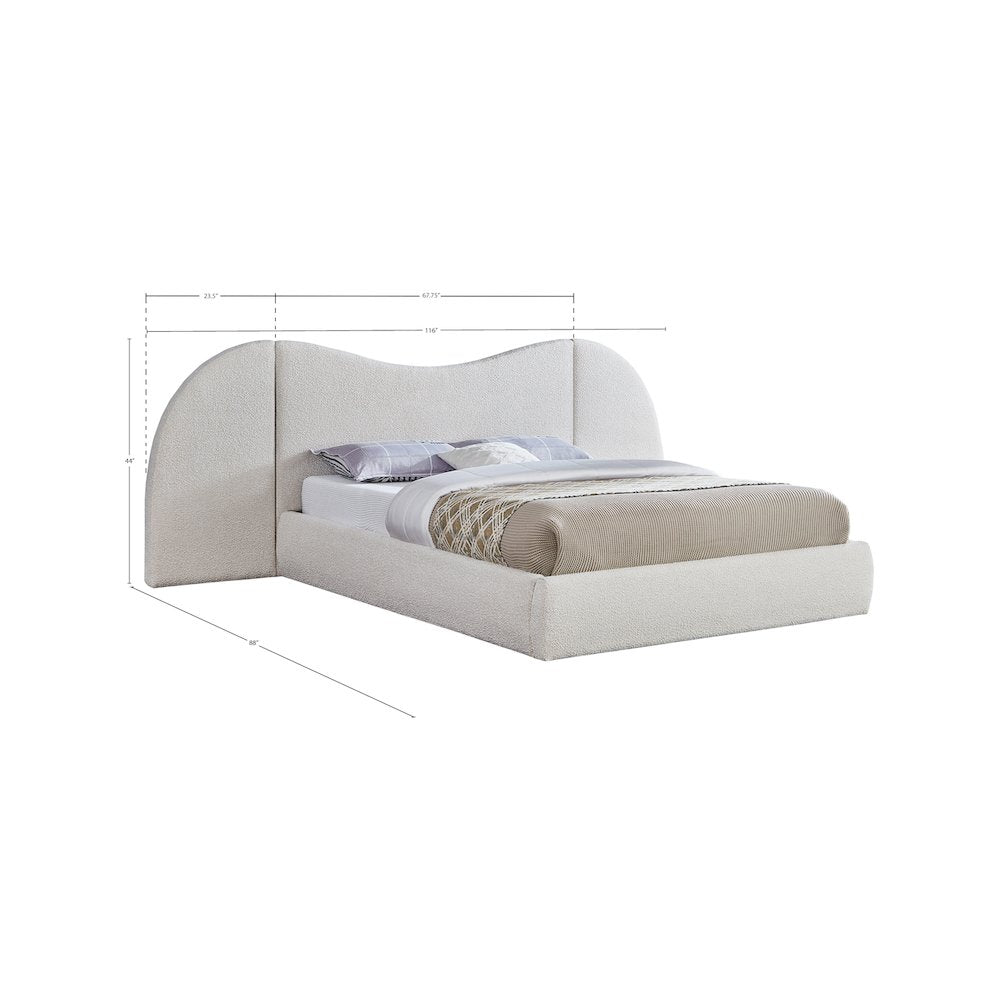 Everest Cream Boucle Fabric Queen Bed