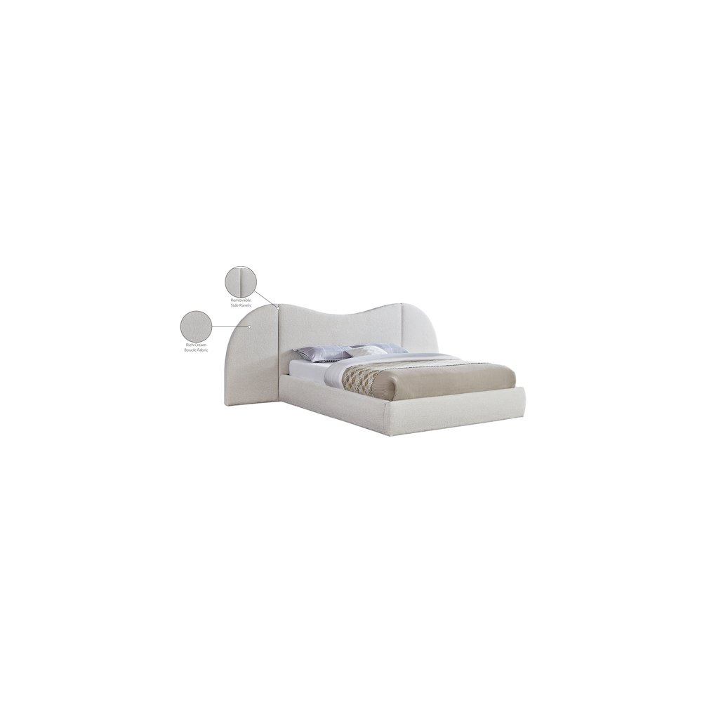 Everest Cream Boucle Fabric Queen Bed