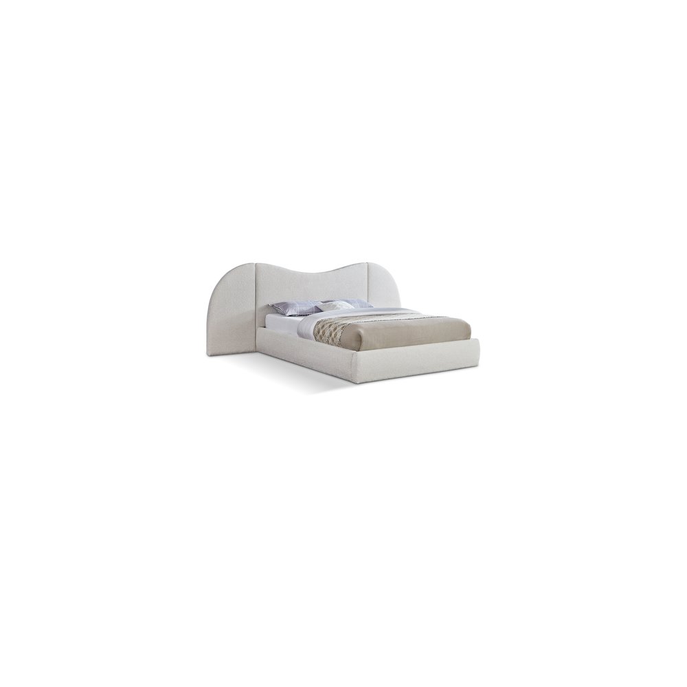 Everest Cream Boucle Fabric Queen Bed