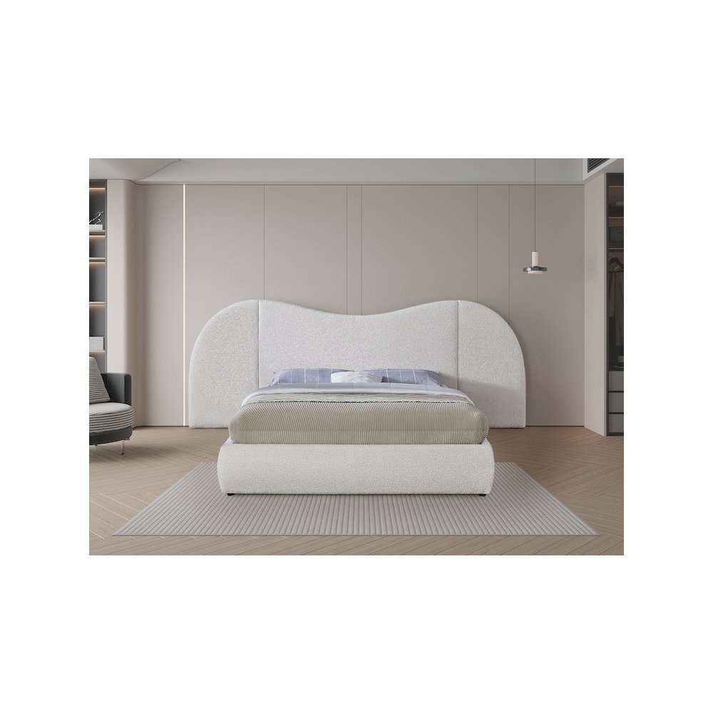 Everest Cream Boucle Fabric Queen Bed
