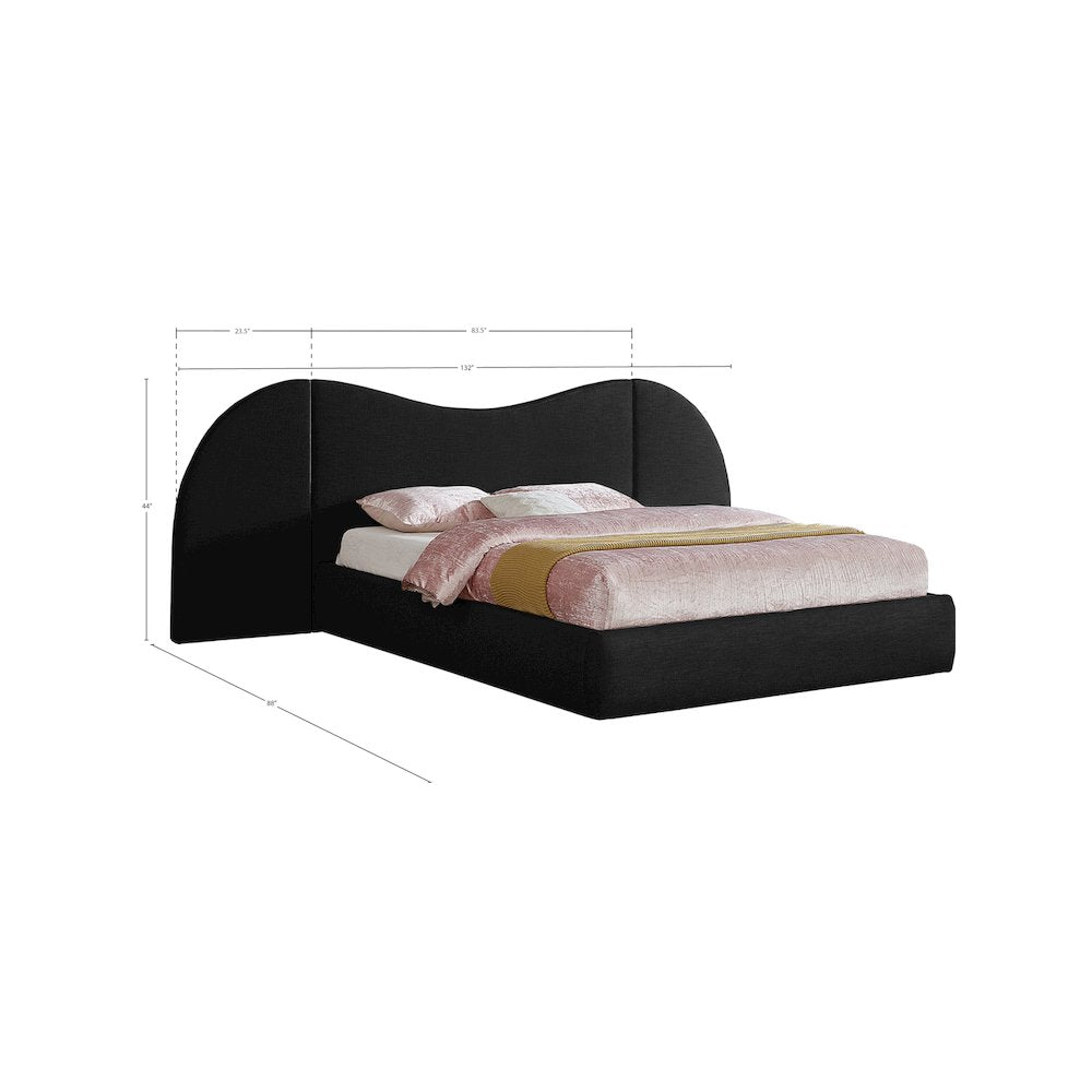 Everest Black Linen Textured Fabric King Bed