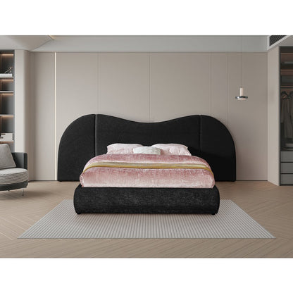Everest Black Linen Textured Fabric King Bed
