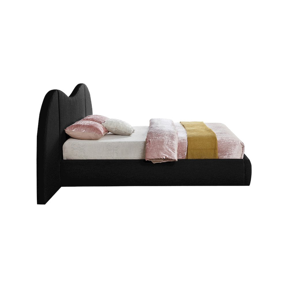 Everest Black Linen Textured Fabric King Bed