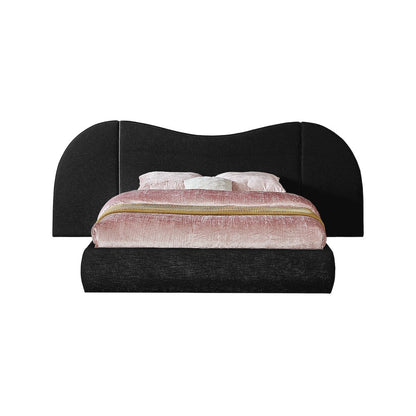 Everest Black Linen Textured Fabric Queen Bed