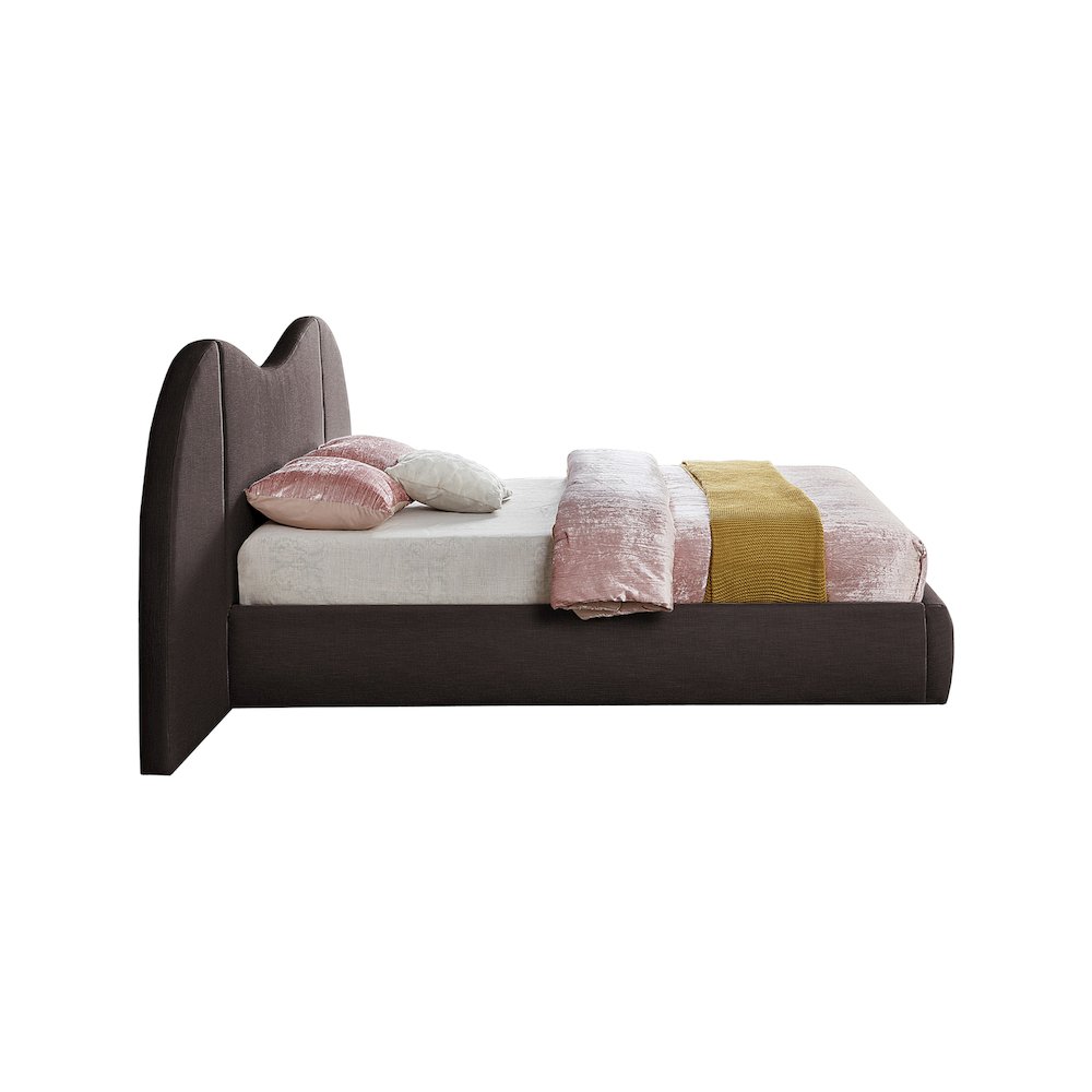 Everest Brown Linen Textured Fabric King Bed