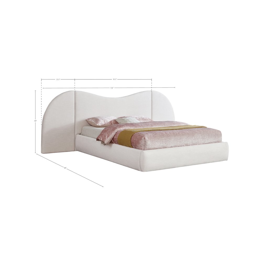 Everest Cream Linen Textured Fabric King Bed